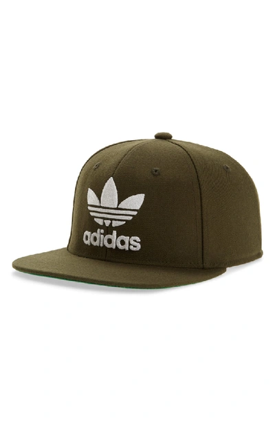 Shop Adidas Originals Trefoil Chain Snapback Baseball Cap - Green In Cargo/ White