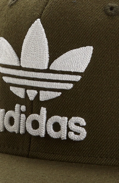 Shop Adidas Originals Trefoil Chain Snapback Baseball Cap - Green In Cargo/ White