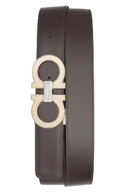 Shop Ferragamo Reversible Leather Belt In Nero / Hickory