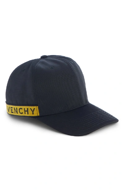 Shop Givenchy Logo Webbing Ball Cap - Black In Black/ Yellow