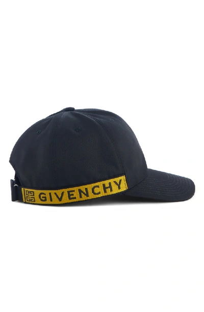 Shop Givenchy Logo Webbing Ball Cap - Black In Black/ Yellow
