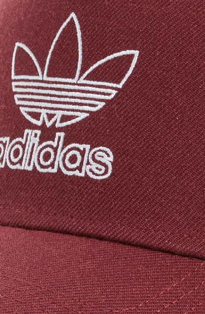 Shop Adidas Originals Dart Precurve Embroidered Cap - Red In Maroon/ White