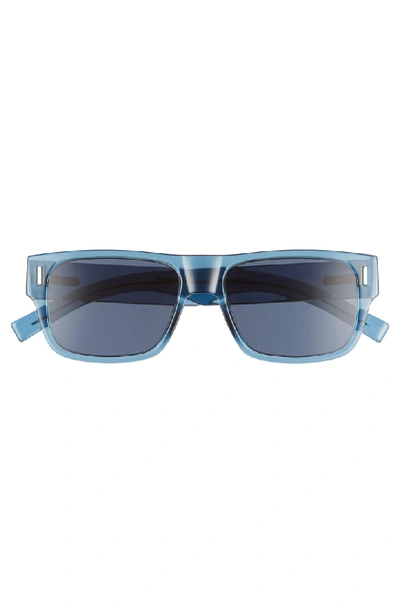 Shop Dior Fraction4 54mm Rectangular Sunglasses In Blue / Blue Ms Gold