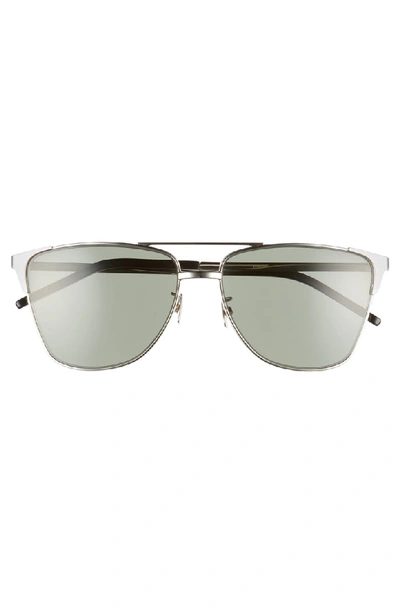 Shop Saint Laurent 59mm Aviator Sunglasses - Silver