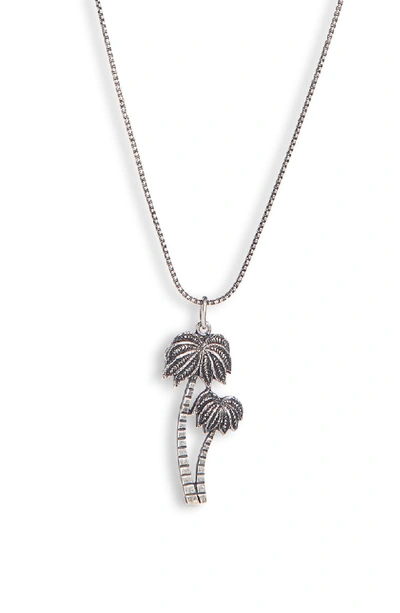 Shop Saint Laurent Palm Pendant Necklace In Silver