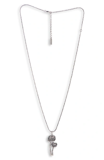 Shop Saint Laurent Palm Pendant Necklace In Silver