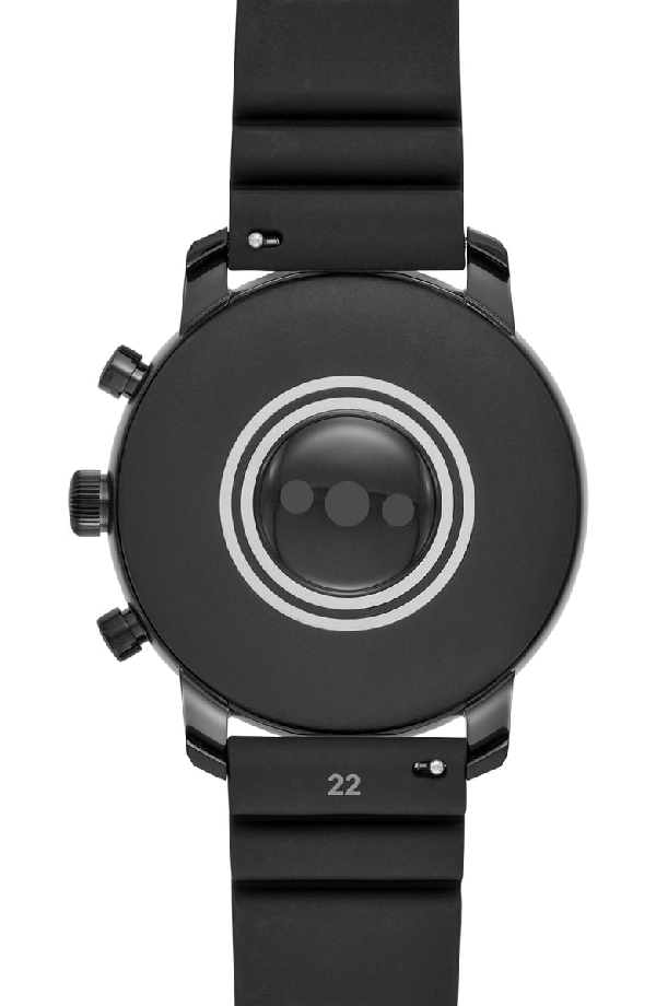 new q men's explorist gen 4 hr black silicone strap touchscreen smart watch 45mm