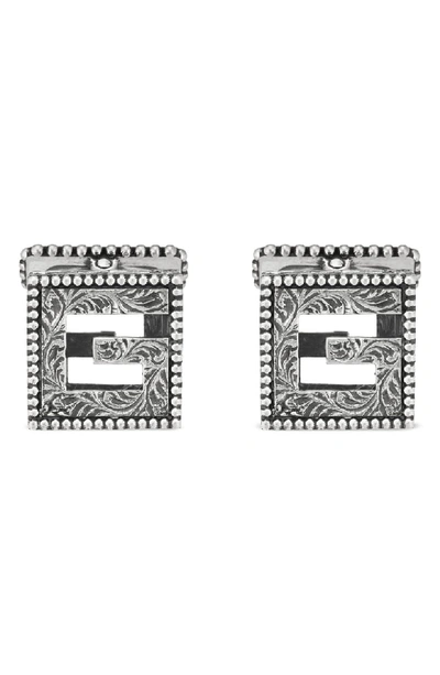 Shop Gucci G-cube Cuff Links In Sterling Silver