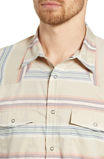 Shop Patagonia Bandito Regular Fit Short Sleeve Shirt In Tarkine Stripe El Cap Khaki