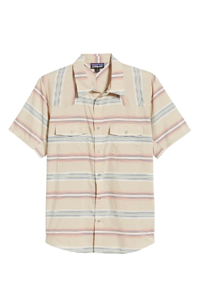 Shop Patagonia Bandito Regular Fit Short Sleeve Shirt In Tarkine Stripe El Cap Khaki