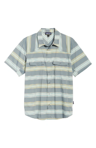 Shop Patagonia Bandito Regular Fit Short Sleeve Shirt In Tarkine Stripe Stone Blue