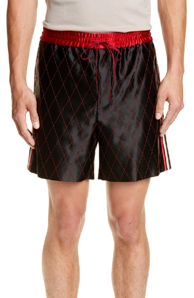 Shop Gucci Satin Shorts In Black