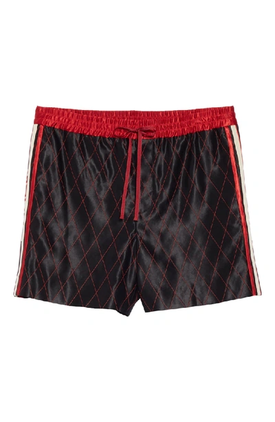 Shop Gucci Satin Shorts In Black