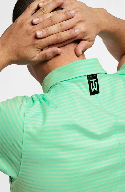 Shop Nike Tw Stripe Dri-fit Polo In Green Glow