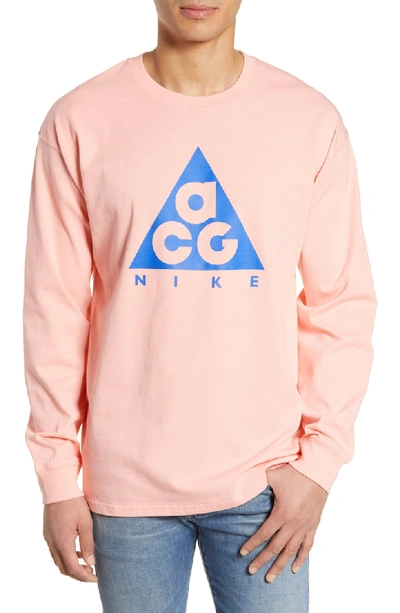 Shop Nike Logo T-shirt In Bleached Coral/ Racer Blue