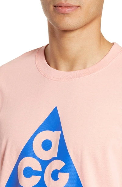 Shop Nike Logo T-shirt In Bleached Coral/ Racer Blue