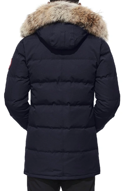 Shop Canada Goose 'carson' Slim Fit Hooded Parka With Genuine Coyote Fur Trim In Admiral Blue