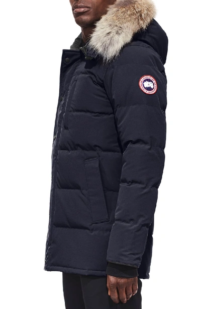 Shop Canada Goose 'carson' Slim Fit Hooded Parka With Genuine Coyote Fur Trim In Admiral Blue