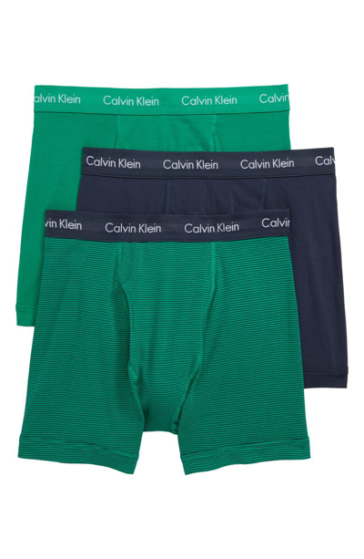 Shop Calvin Klein 3-pack Boxer Briefs In Tourney/ Stripe/ Indigo