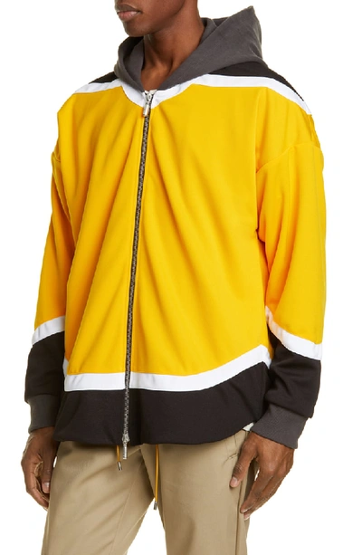 Shop Rhude Colorblock Nylon Zip Hoodie In Orange