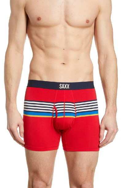 Shop Saxx Ultra Boxer Briefs In Red Regatta Stripe