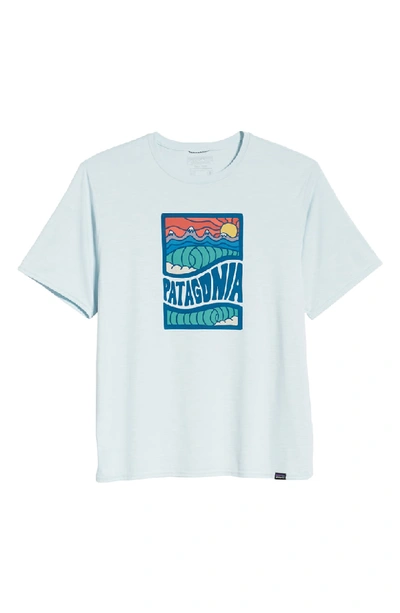Shop Patagonia Capilene Cool Daily Graphic T-shirt In Cosmic Peaks Atoll Blue