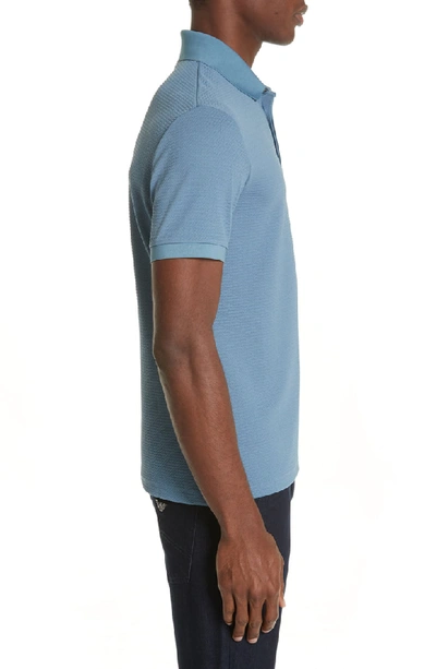 Shop Emporio Armani Slim Fit Textured Jersey Polo In Blue