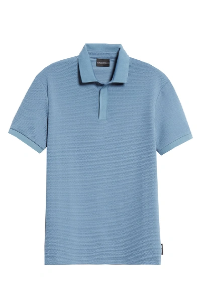 Shop Emporio Armani Slim Fit Textured Jersey Polo In Blue
