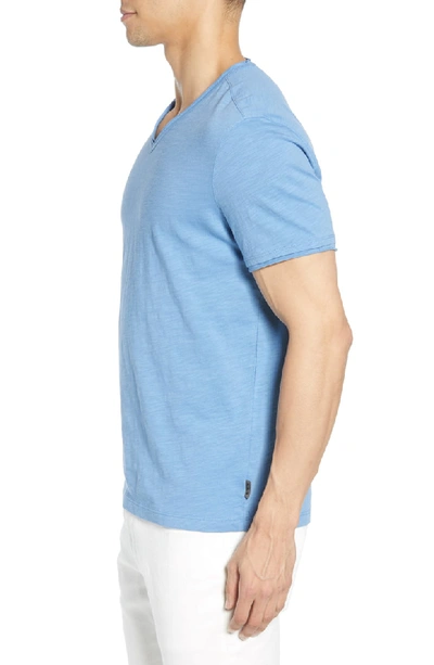 Shop John Varvatos Miles Slub Knit V-neck T-shirt In Petrol Blue