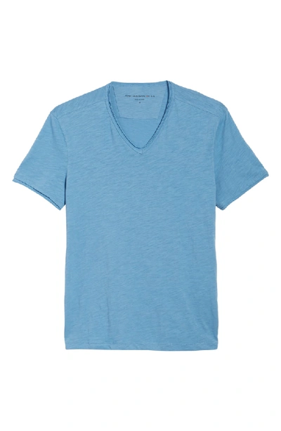Shop John Varvatos Miles Slub Knit V-neck T-shirt In Petrol Blue