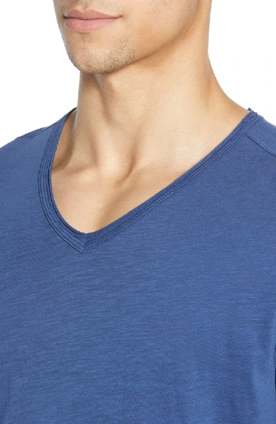 Shop John Varvatos Miles Slub Knit V-neck T-shirt In Marine
