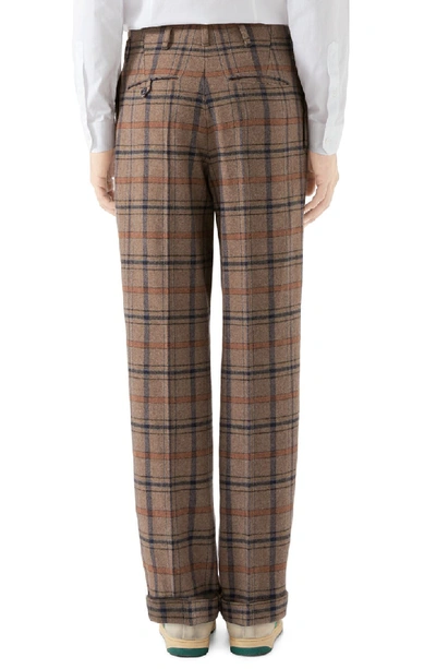 Shop Gucci Plaid Dress Pants In Umber Blue