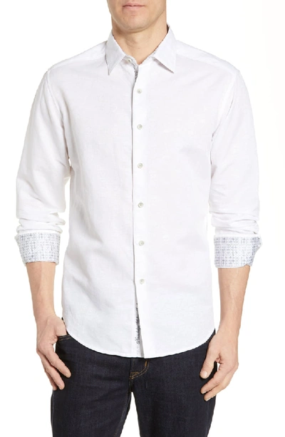Shop Robert Graham Temple Of Skull Classic Fit Linen Blend Shirt In White
