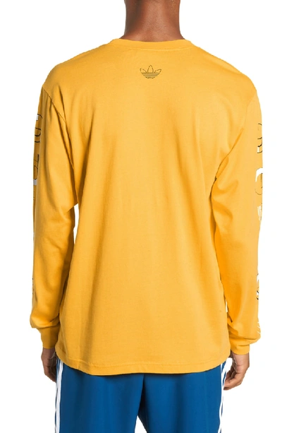 Shop Adidas Originals Long Sleeve Graphic T-shirt In Bold Gold