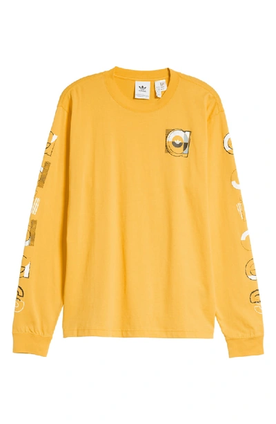 Shop Adidas Originals Long Sleeve Graphic T-shirt In Bold Gold
