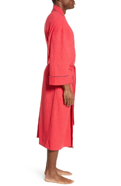 Shop Majestic Waffle Knit Robe In Cardinal