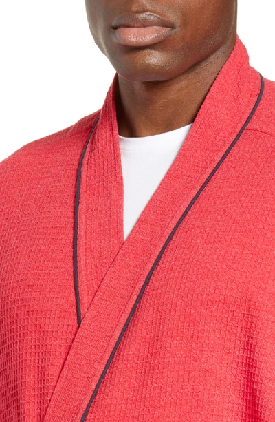 Shop Majestic Waffle Knit Robe In Cardinal