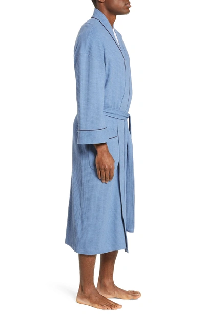 Shop Majestic Waffle Knit Robe In Chambray