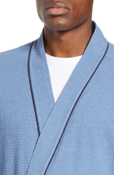 Shop Majestic Waffle Knit Robe In Chambray