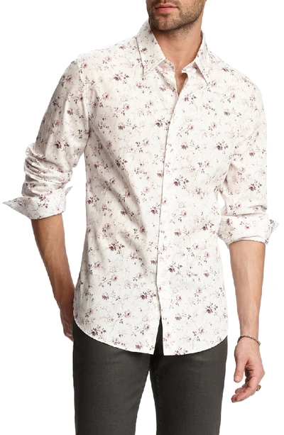 Shop John Varvatos Slim Fit Floral Sport Shirt In Mauvewood