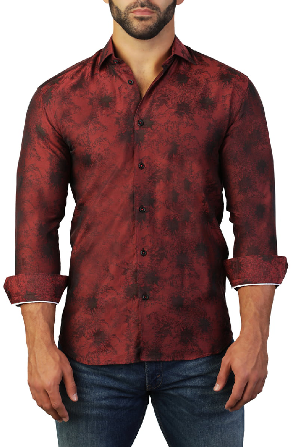Maceoo Fibonacci Sun Regular Fit Cotton Sport Shirt In Red | ModeSens