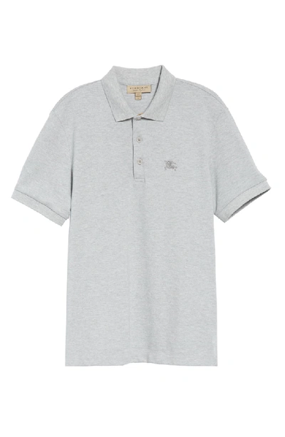 Shop Burberry Hartford Piqué Polo In Pale Grey Melange