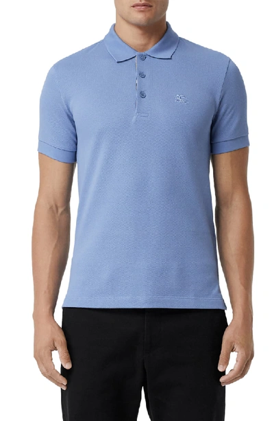 Shop Burberry Hartford Pique Polo In Pale Blue