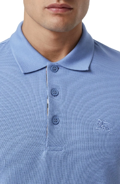 Shop Burberry Hartford Pique Polo In Pale Blue