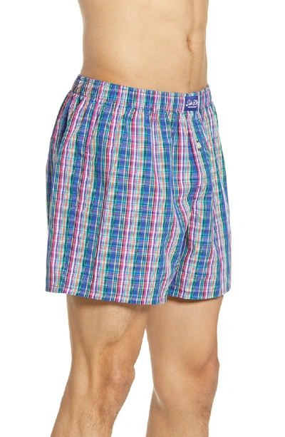 Shop Polo Ralph Lauren Plaid Hanging Boxers In Multi Blue/ Green/ Pink