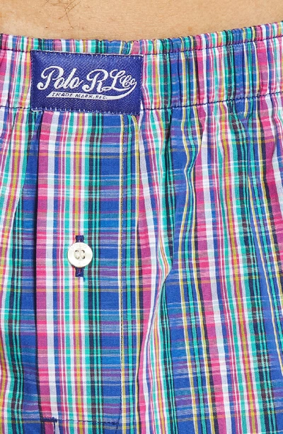 Shop Polo Ralph Lauren Plaid Hanging Boxers In Multi Blue/ Green/ Pink