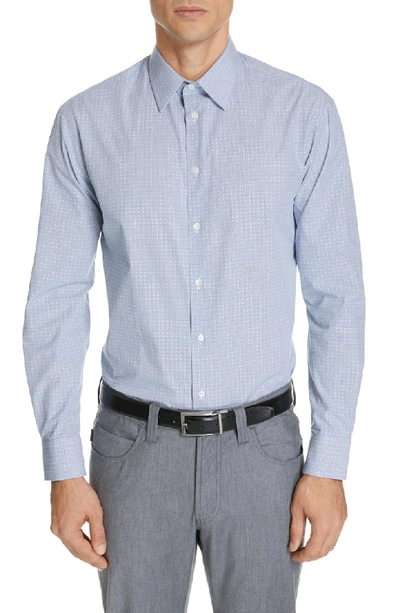 Shop Emporio Armani Modern Fit Check Dress Shirt In Medium Blue