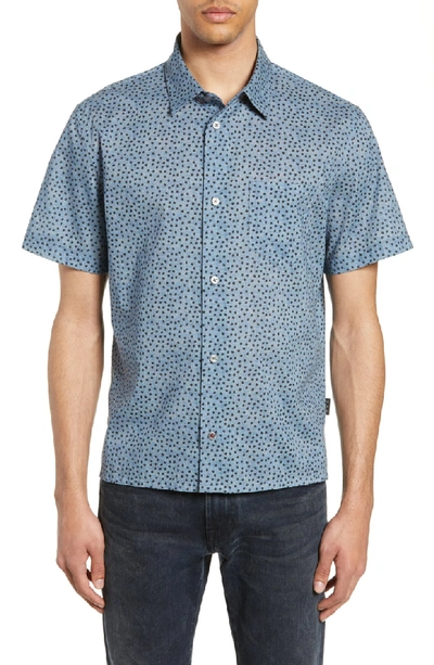 Shop John Varvatos Trent Slim Fit Dot Shirt In Indigo