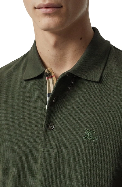 Shop Burberry Hartford Piqué Polo In Dark Antique Green