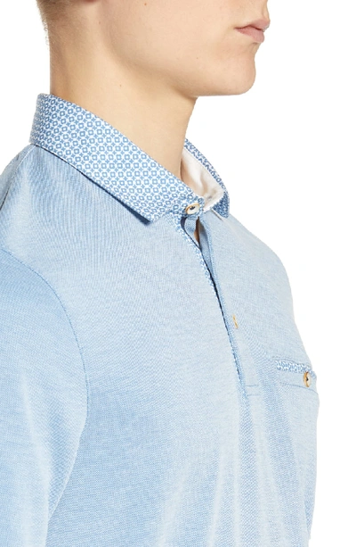 Shop Ted Baker Coller Slim Fit Polo With Woven Collar In Brt-blue